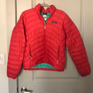 Patagonia Coral and Teal Micropuff Jacket